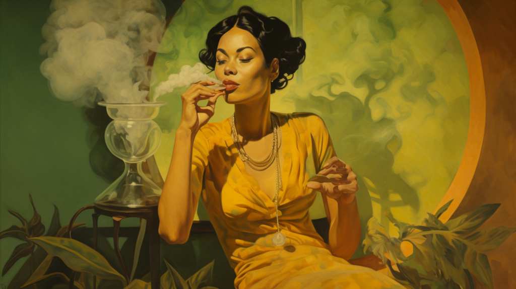 a woman smoking cannabis wax