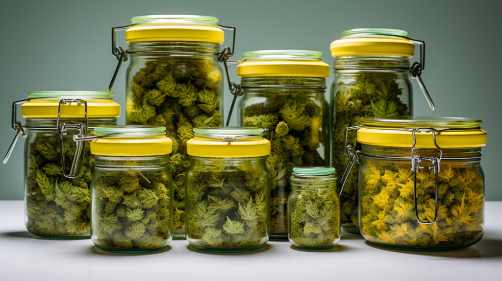 a variety of cannabis terpenes stored in glass jars