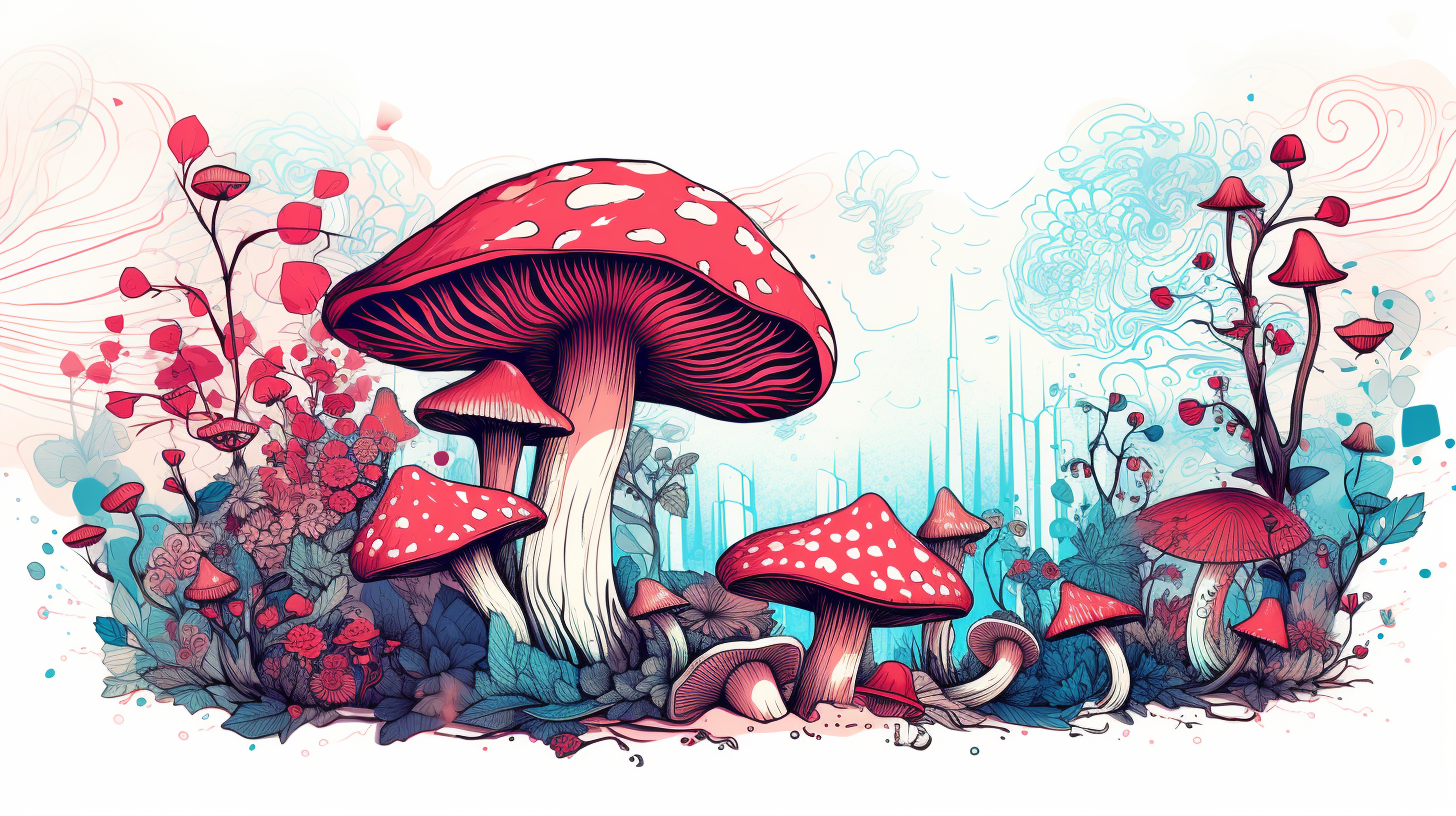 An illustration of psychedelic mushrooms